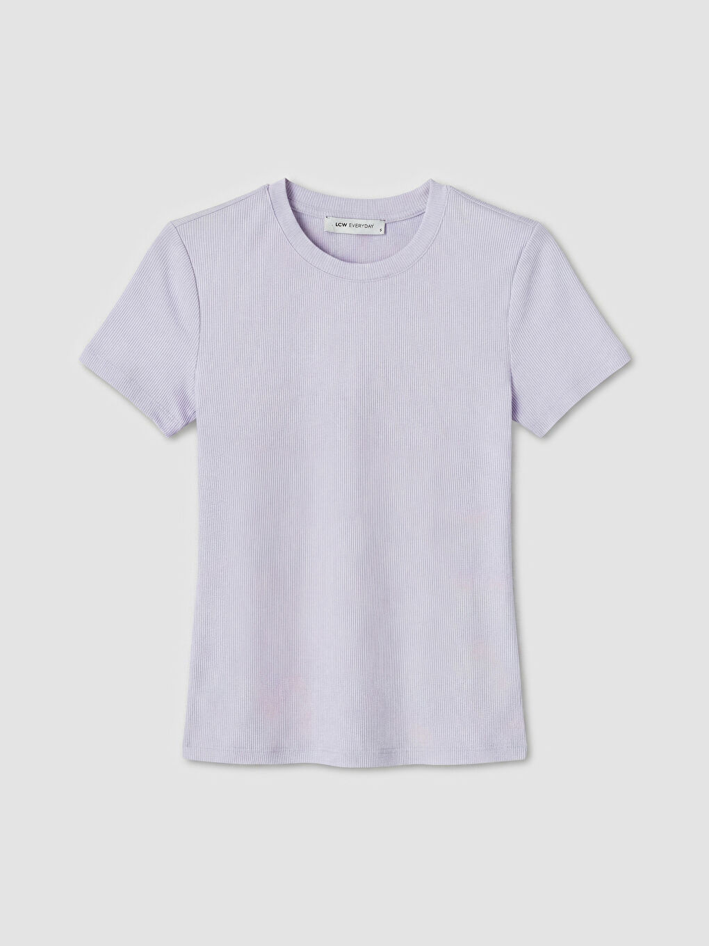 Lila Bisiklet Yaka Kadın Tişört