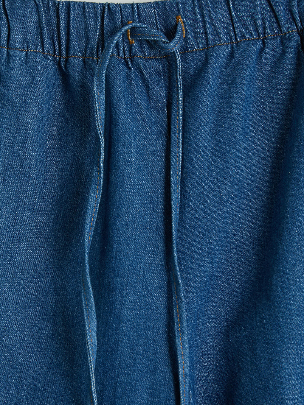 İndigo Beli Lastikli Barrel Fit Kadın Jean Pantolon-1