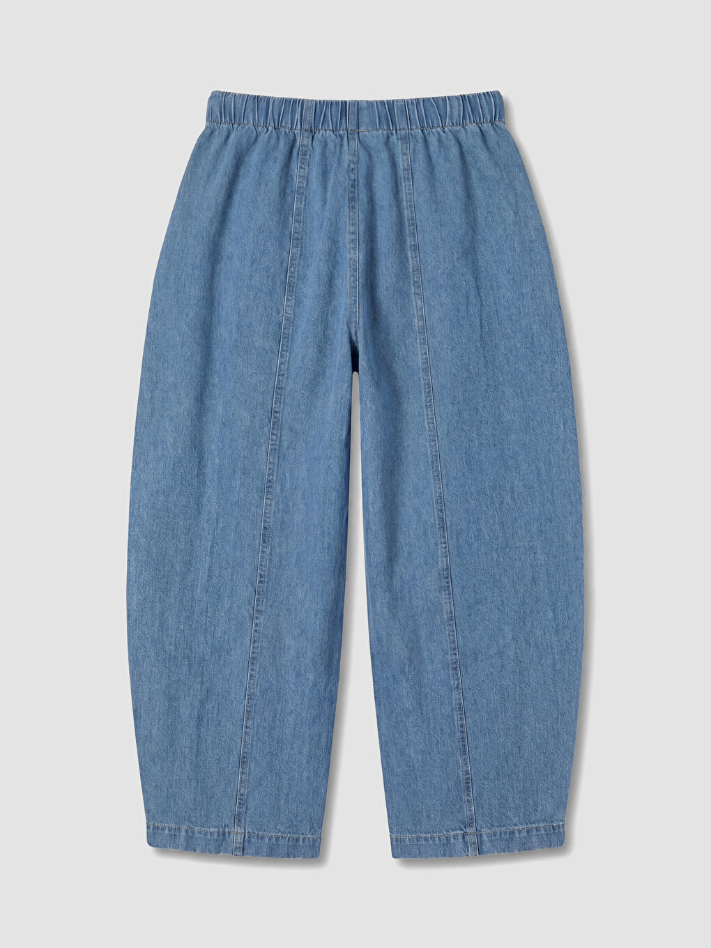 İndigo Beli Lastikli Barrel Fit Kadın Jean Pantolon-2