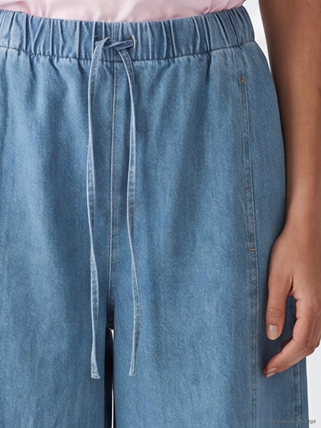 Elastic Waist Barrel Fit Women's Jeans-2