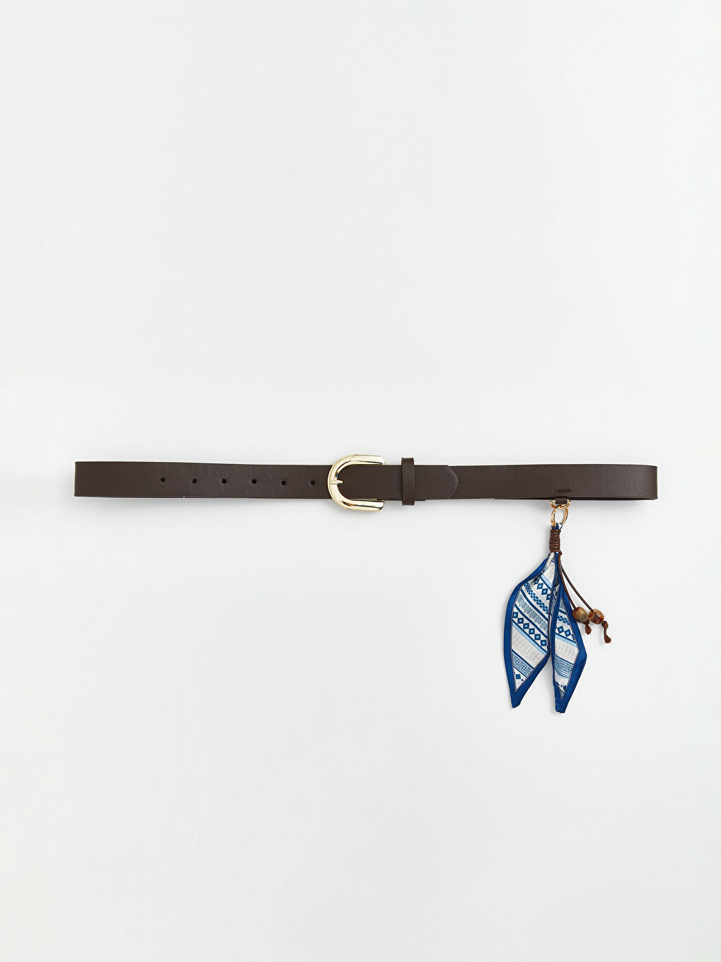 Kahverengi Metal Tokalı ve Fular Aksesuarlı Kadın Kemer-2