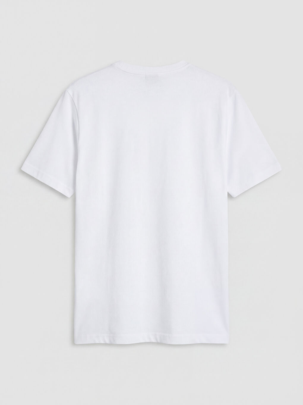 Beyaz Bisiklet Yaka Baskılı Erkek Tişört-1