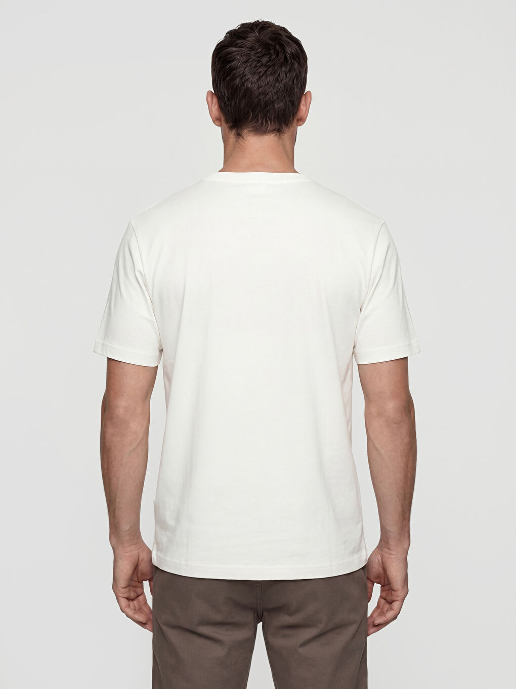 Beyaz Bisiklet Yaka Azerbaycan Baskılı Erkek Tişört-3