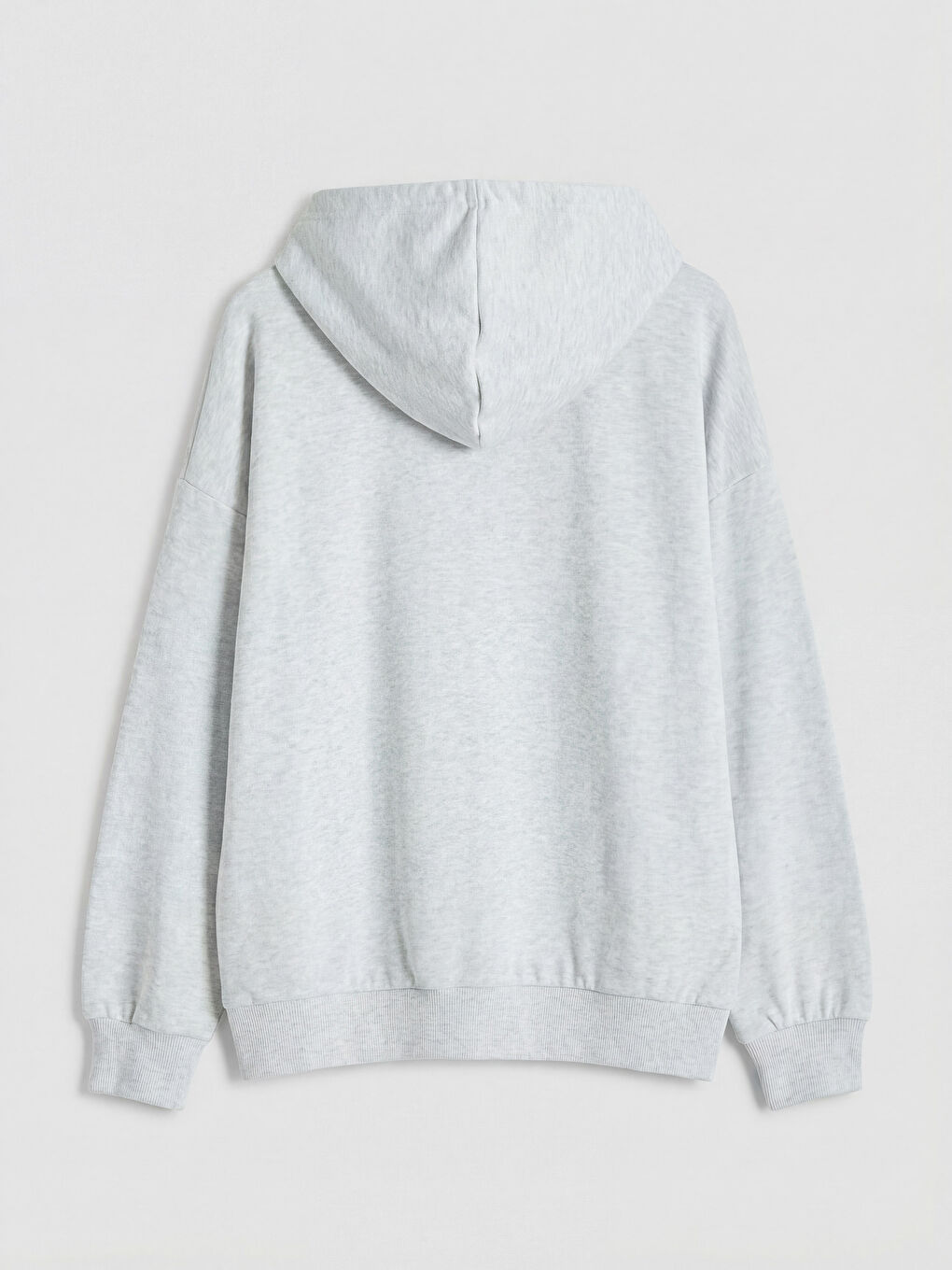 Beyaz Kapüşonlu Oversize Kadın Fermuarlı Sweatshirt-1