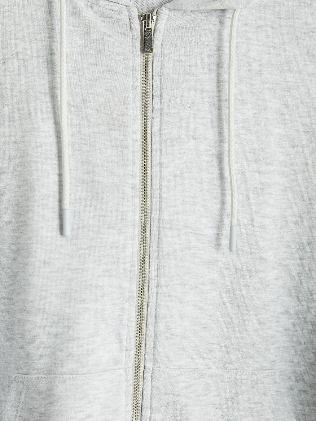 Beyaz Kapüşonlu Oversize Kadın Fermuarlı Sweatshirt-2