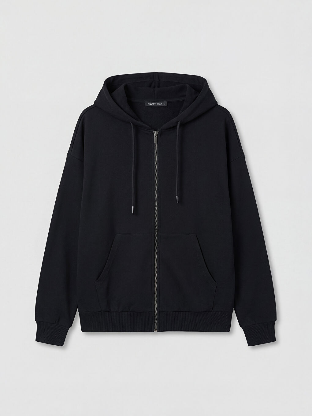 Siyah Kapüşonlu Oversize Kadın Fermuarlı Sweatshirt-1