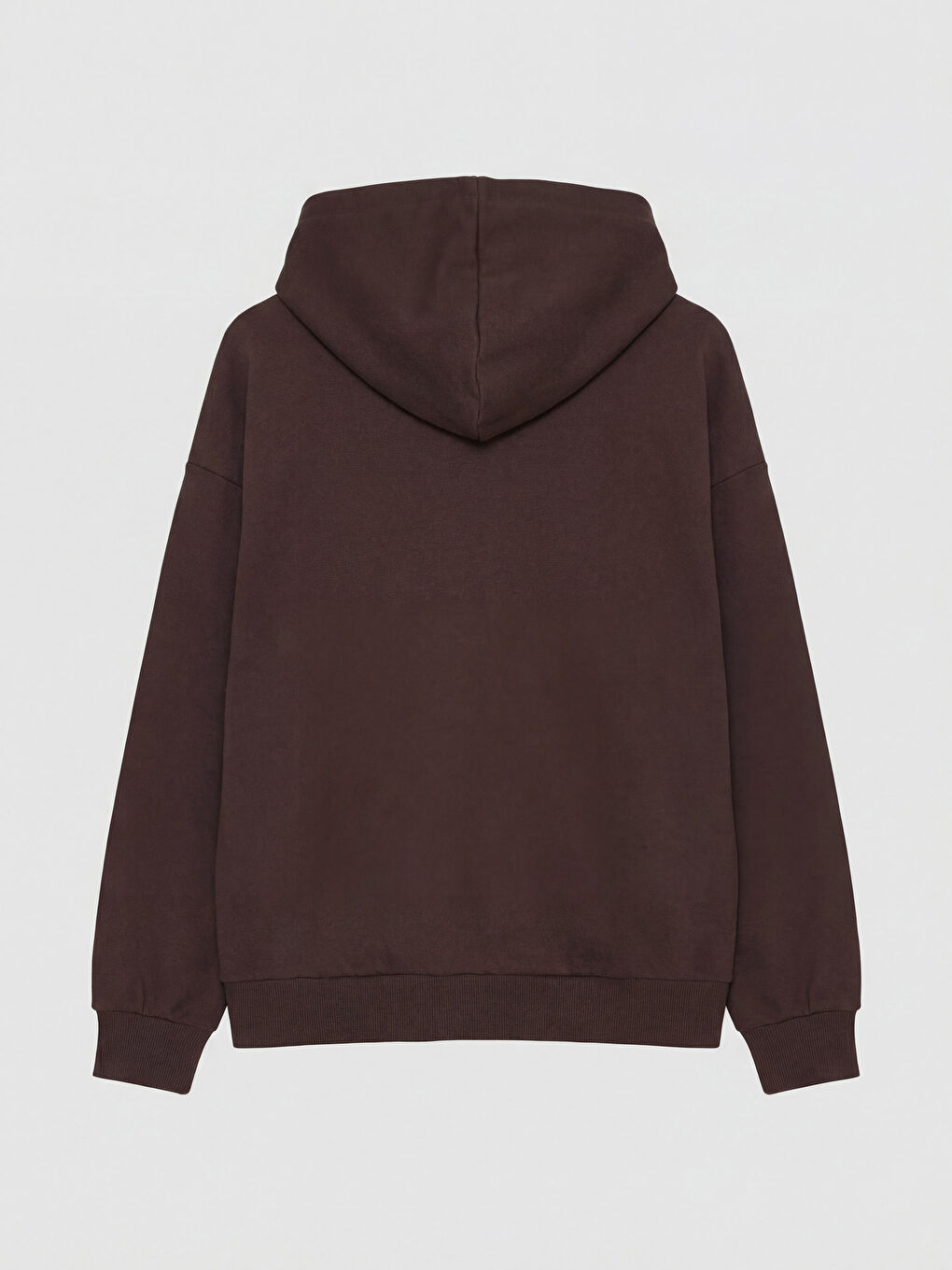 Kahverengi Kapüşonlu Oversize Kadın Fermuarlı Sweatshirt-1