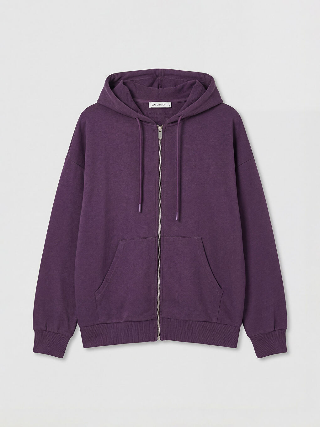 Mor Kapüşonlu Oversize Kadın Fermuarlı Sweatshirt