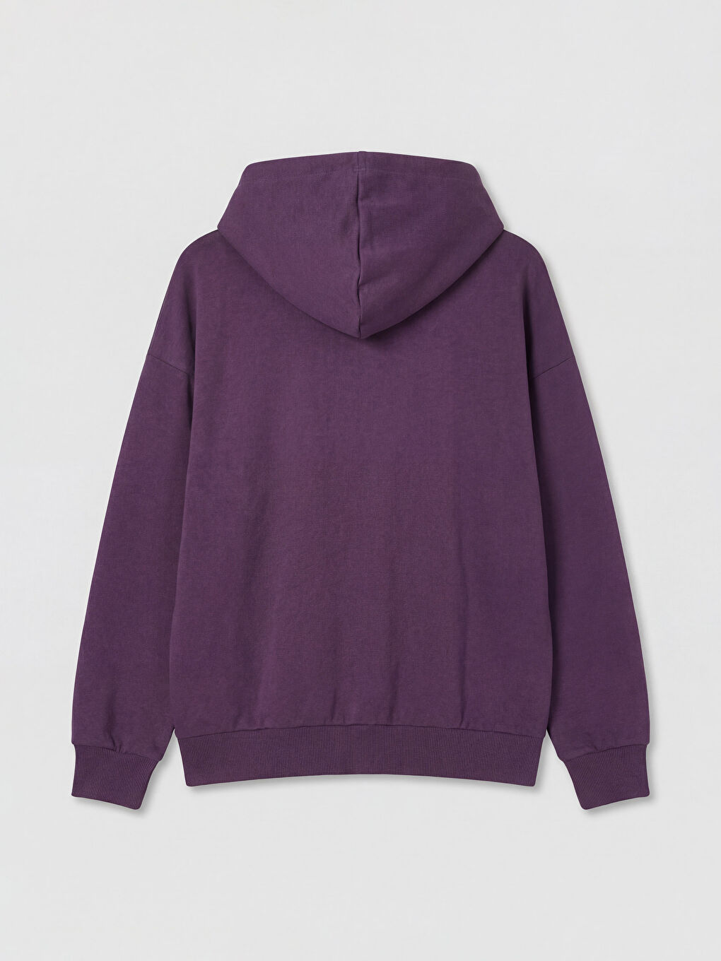 Mor Kapüşonlu Oversize Kadın Fermuarlı Sweatshirt-1