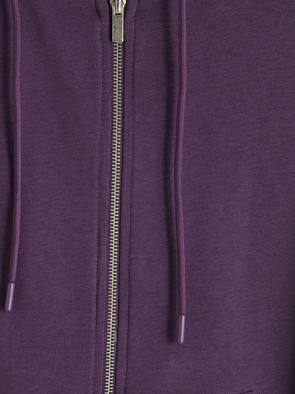 Mor Kapüşonlu Oversize Kadın Fermuarlı Sweatshirt-2