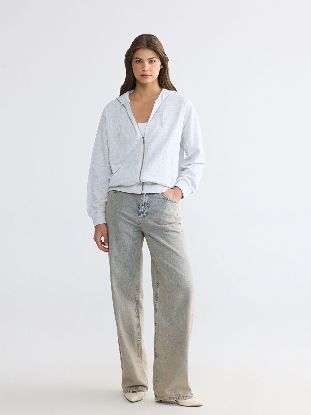Hooded Oversize Women's Zippered Sweatshirt-1