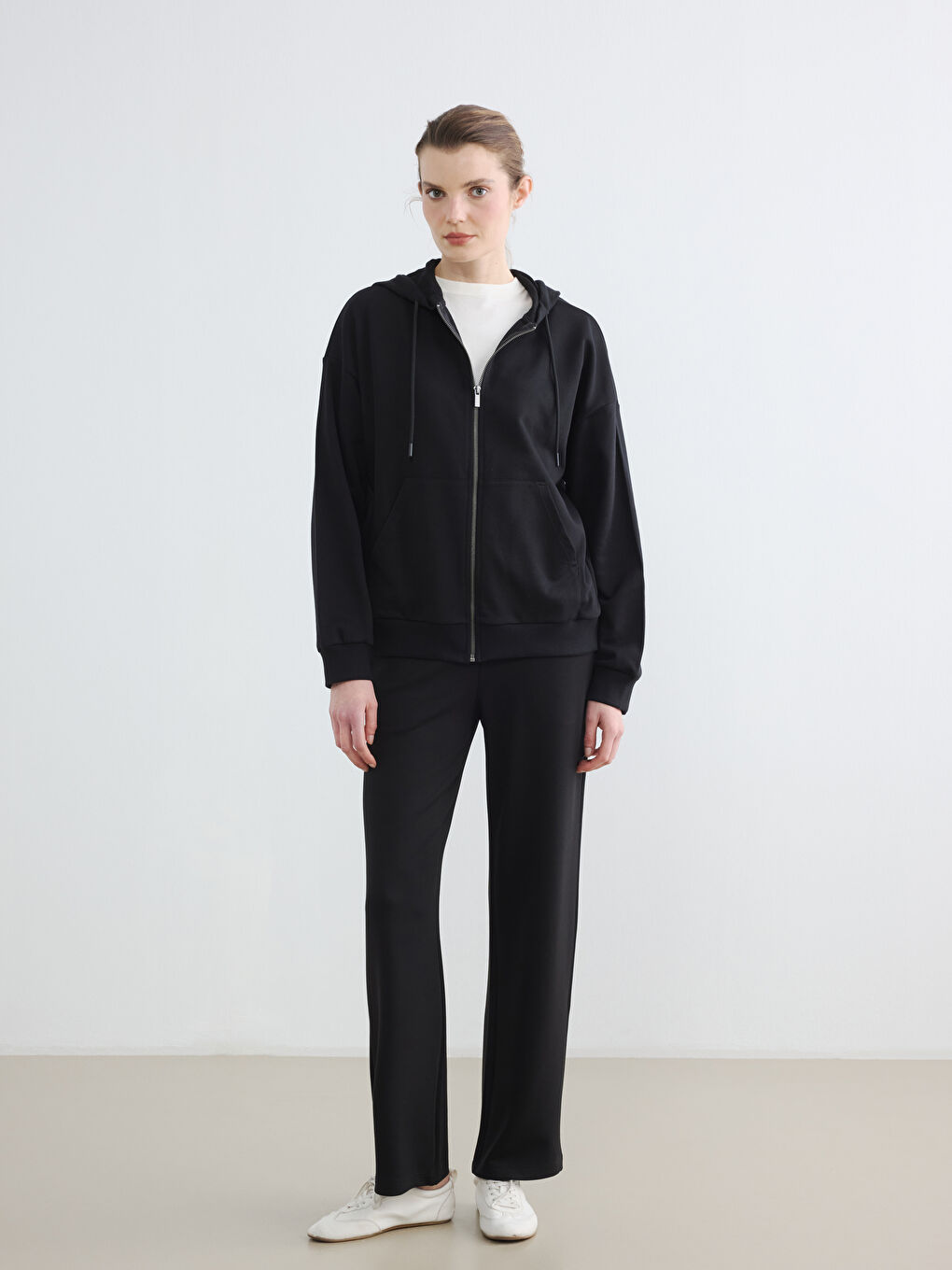Hooded Oversize Women's Zippered Sweatshirt-1