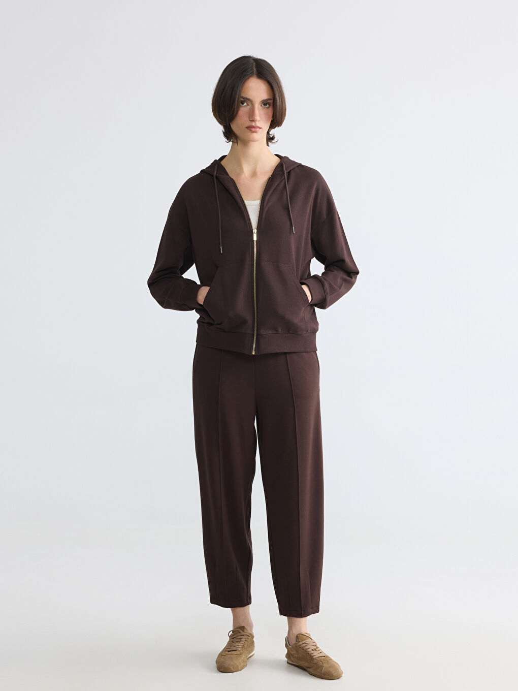 Hooded Oversize Women's Zippered Sweatshirt-1
