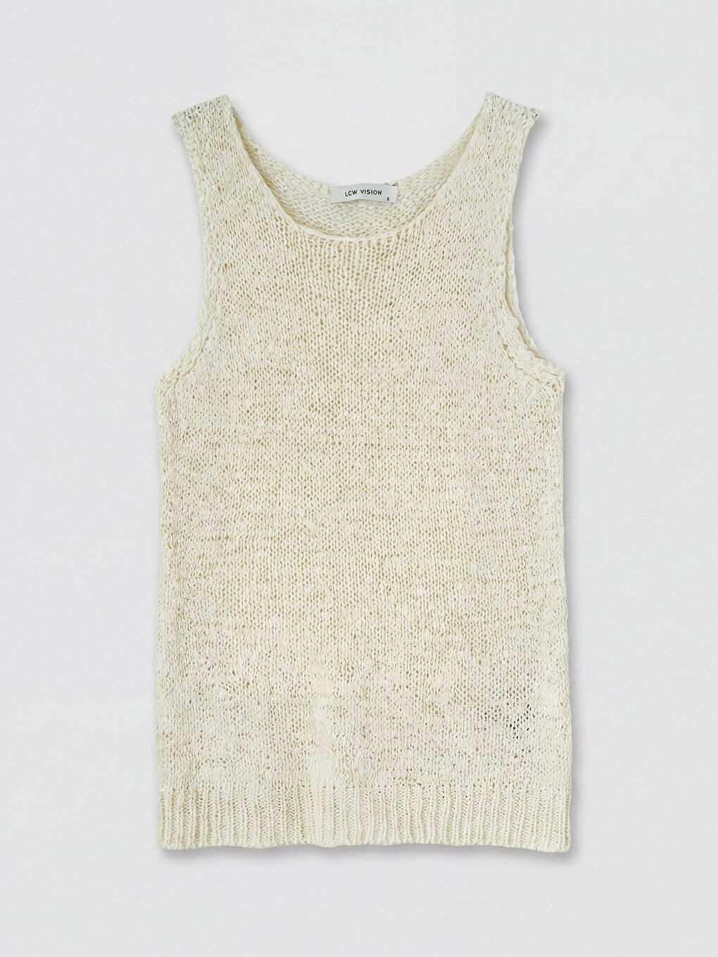 Ekru Bisiklet Yaka Kadın Triko Atlet