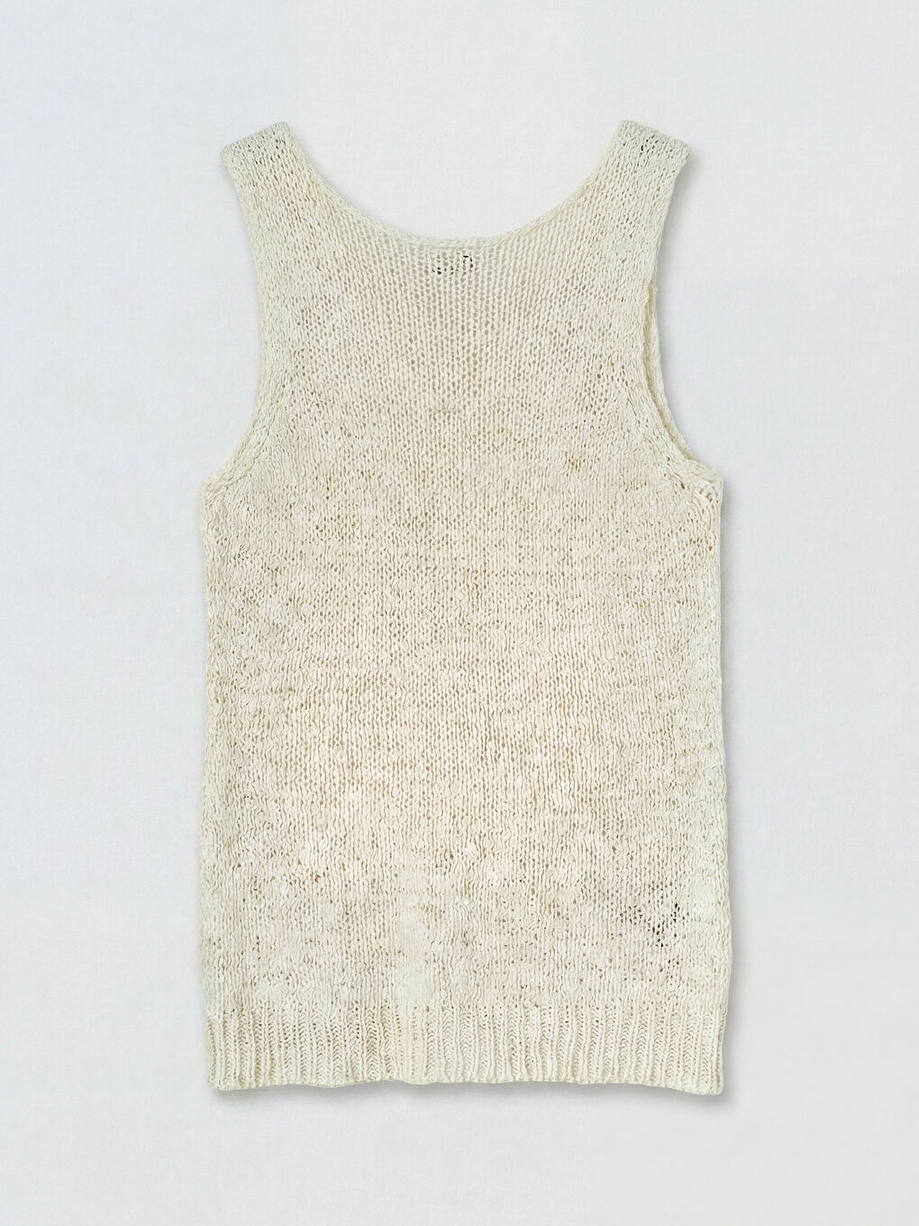 Ekru Bisiklet Yaka Kadın Triko Atlet-1