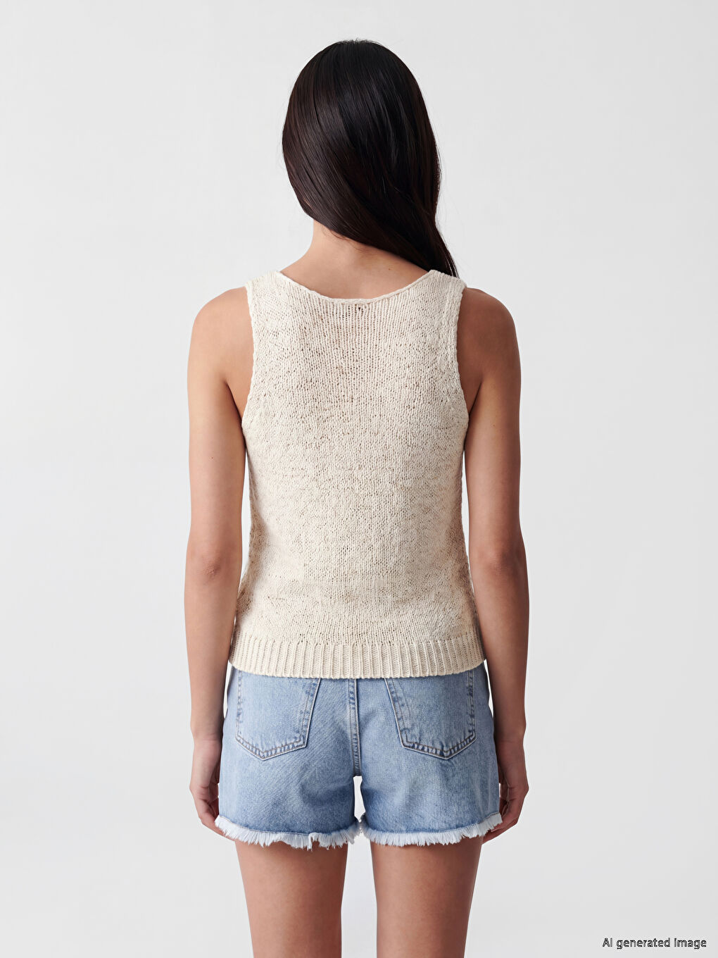 Crew Neck Women's Knitwear Tank Top-3
