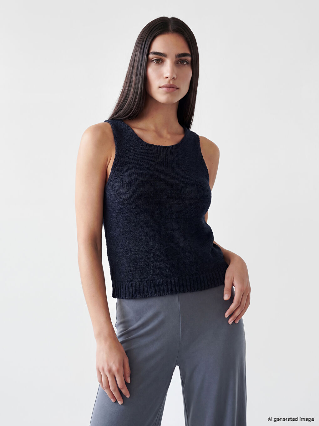 Crew Neck Women's Knitwear Tank Top