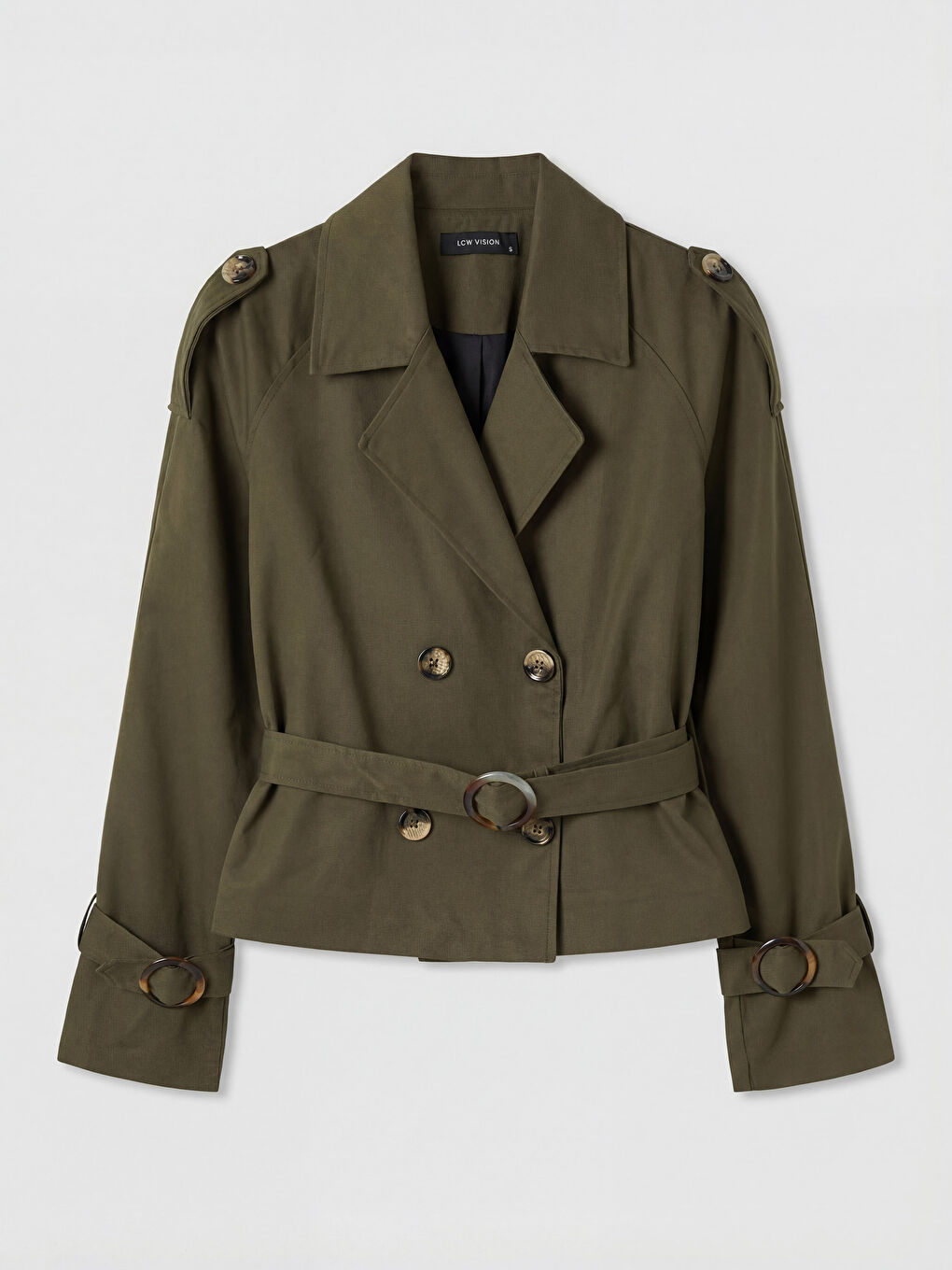 Double Breasted Belted Women's Trench Coat-4