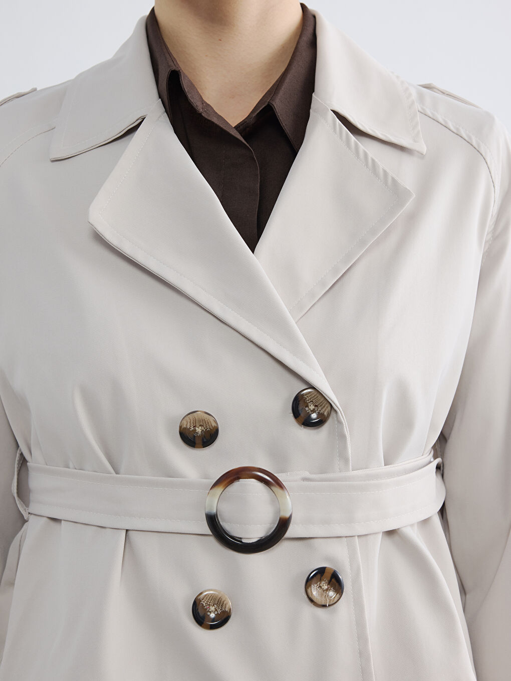 Διπλόπετο Καμπαρντίνα με Ζώνη για γυναίκες-2