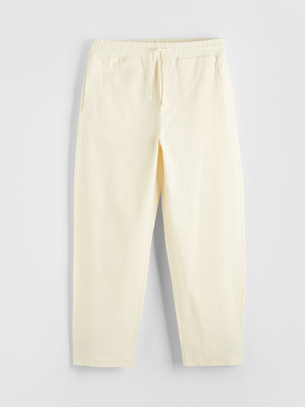 Bej Loose Fit Dokulu Erkek Pantolon