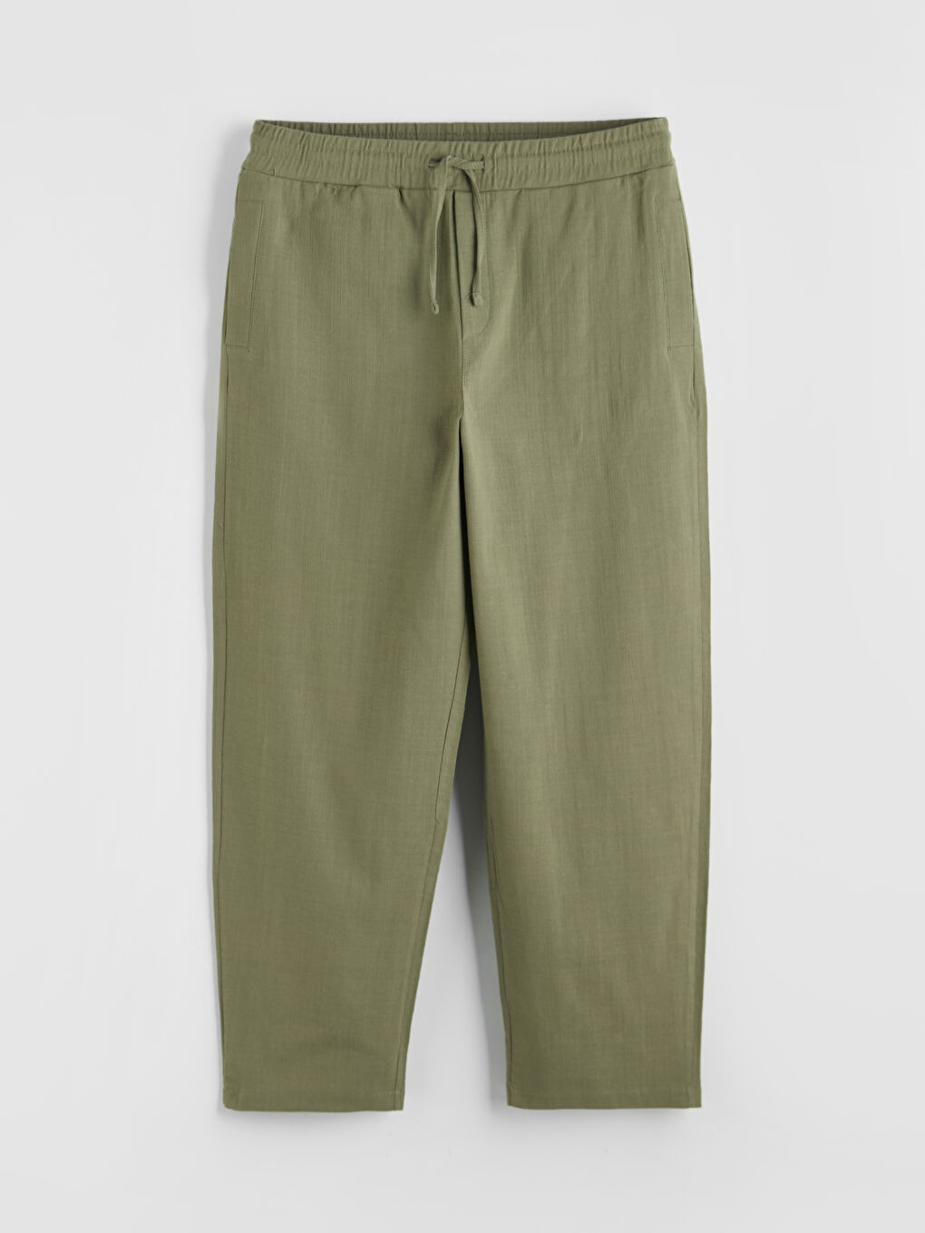 Haki Loose Fit Dokulu Erkek Pantolon