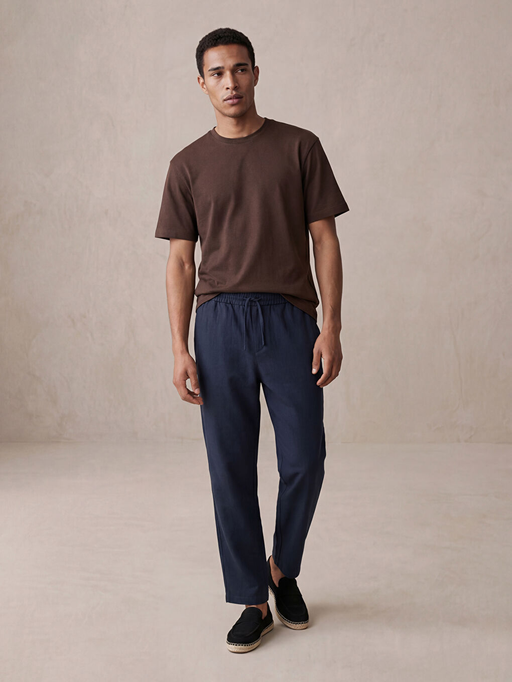 Lacivert Loose Fit Dokulu Erkek Pantolon-3