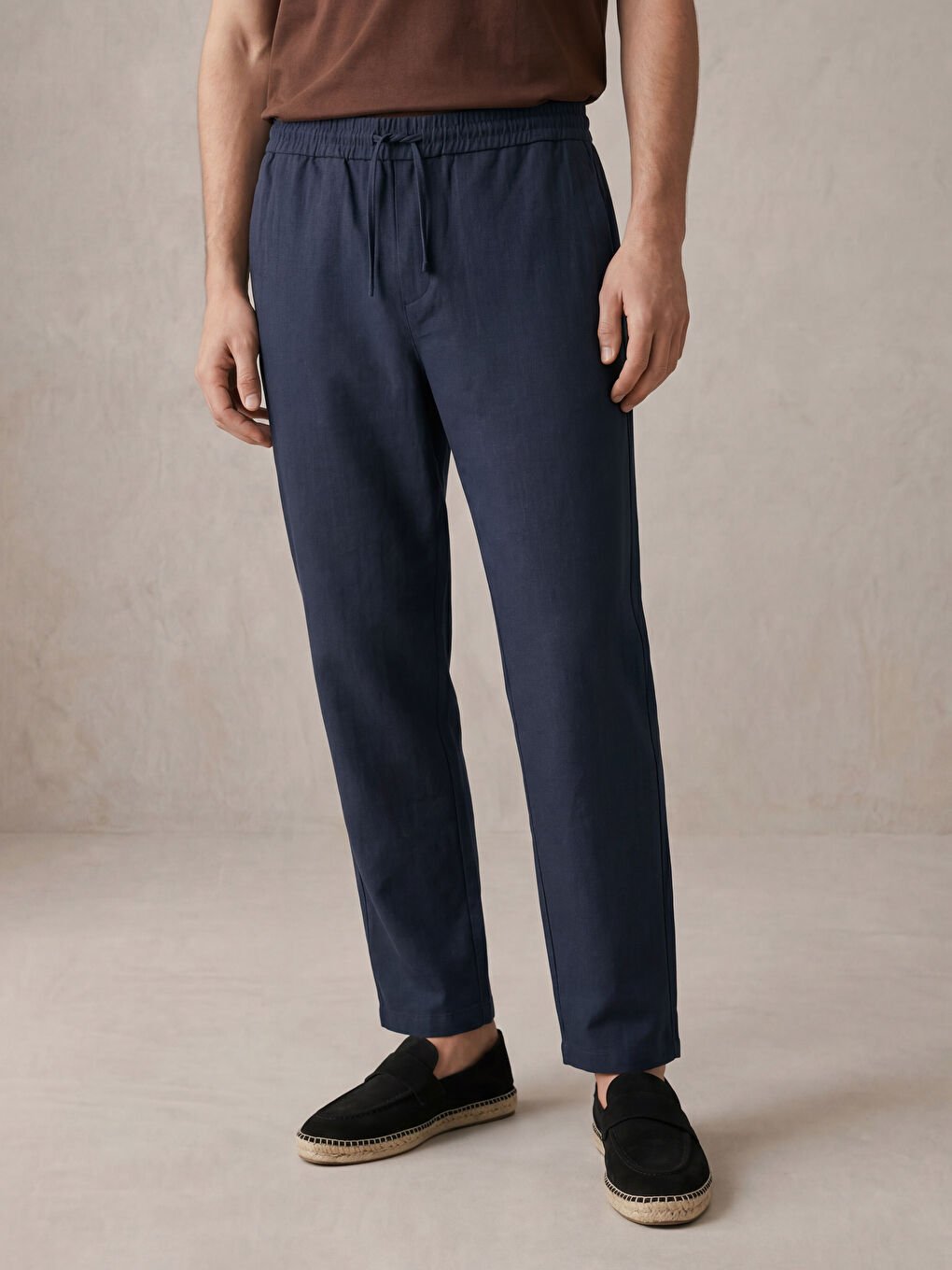 Lacivert Loose Fit Dokulu Erkek Pantolon-4