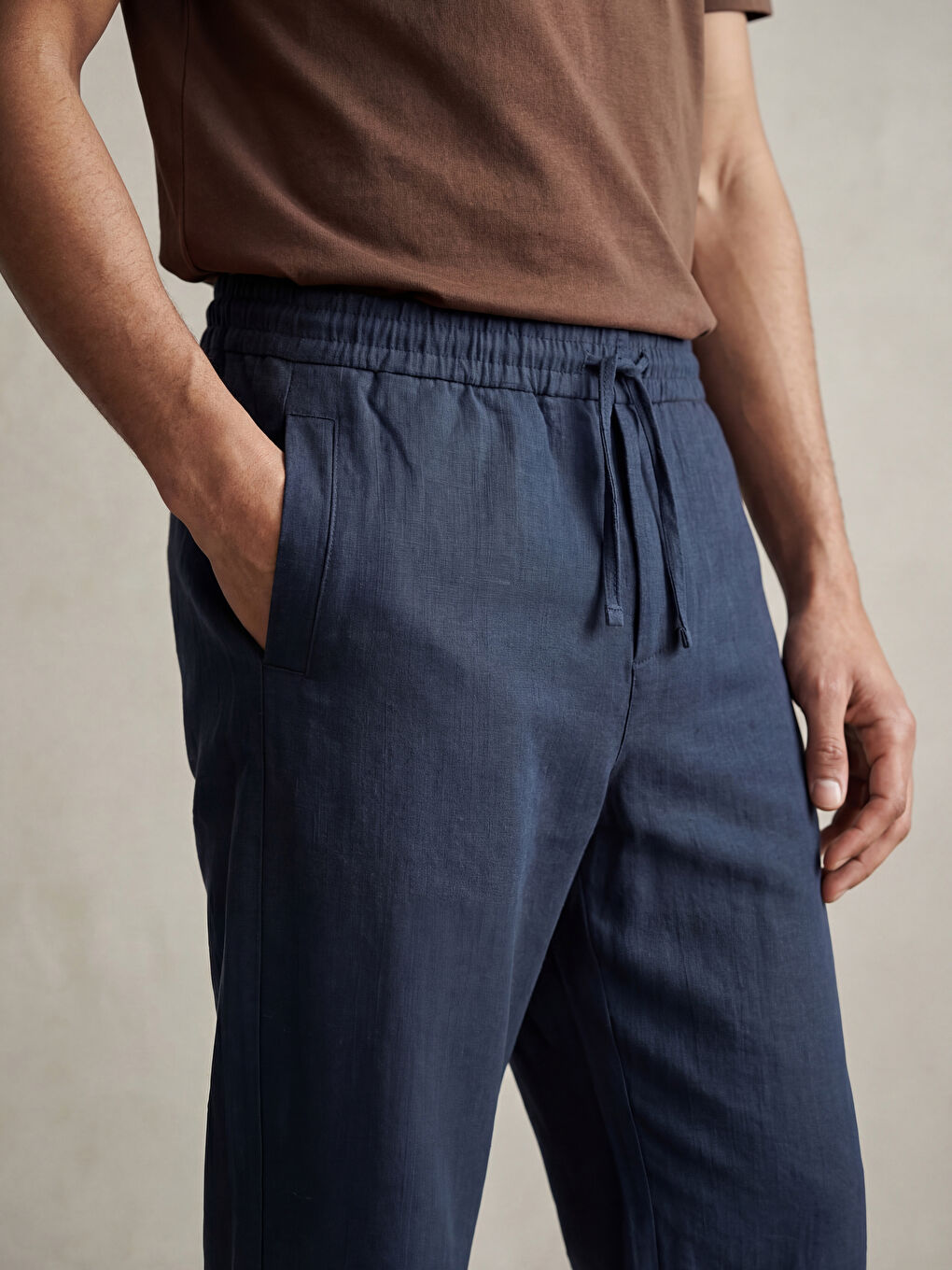 Lacivert Loose Fit Dokulu Erkek Pantolon-5