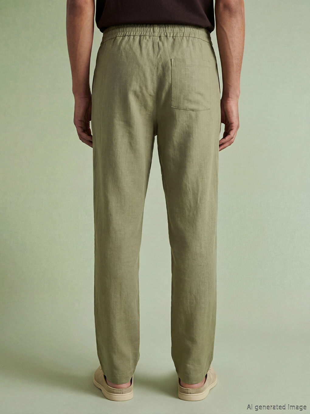Haki Loose Fit Dokulu Erkek Pantolon-6