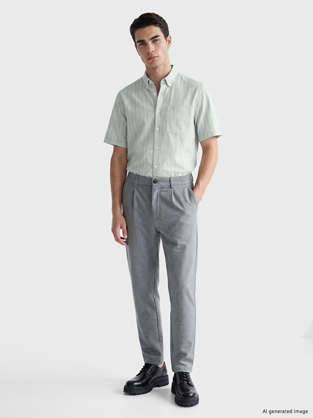 Regular Fit Striped Short Sleeve Men's Shirt-1