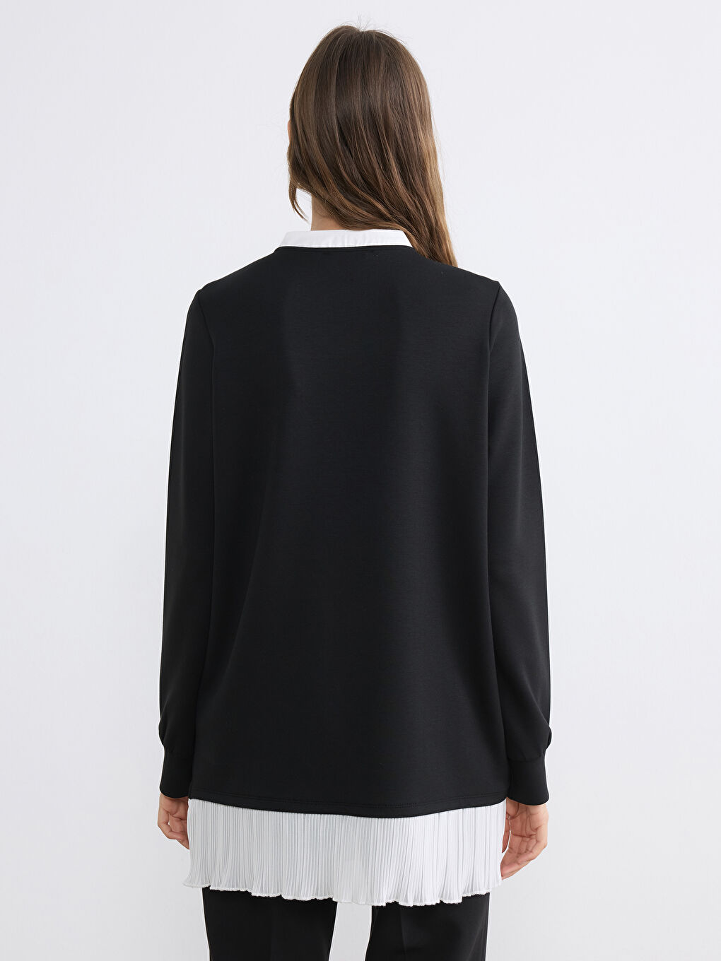 Siyah Fular Yaka Soft Touch Kadın Tunik-3