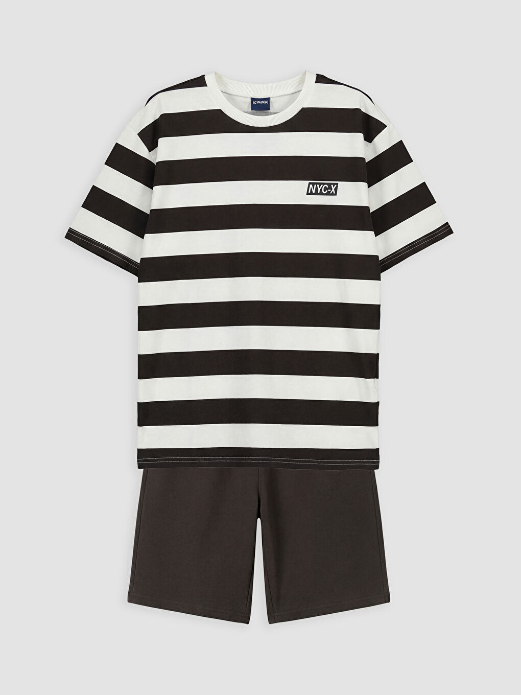 Kahverengi NYC Baskılı Erkek Çocuk Şortlu Takım