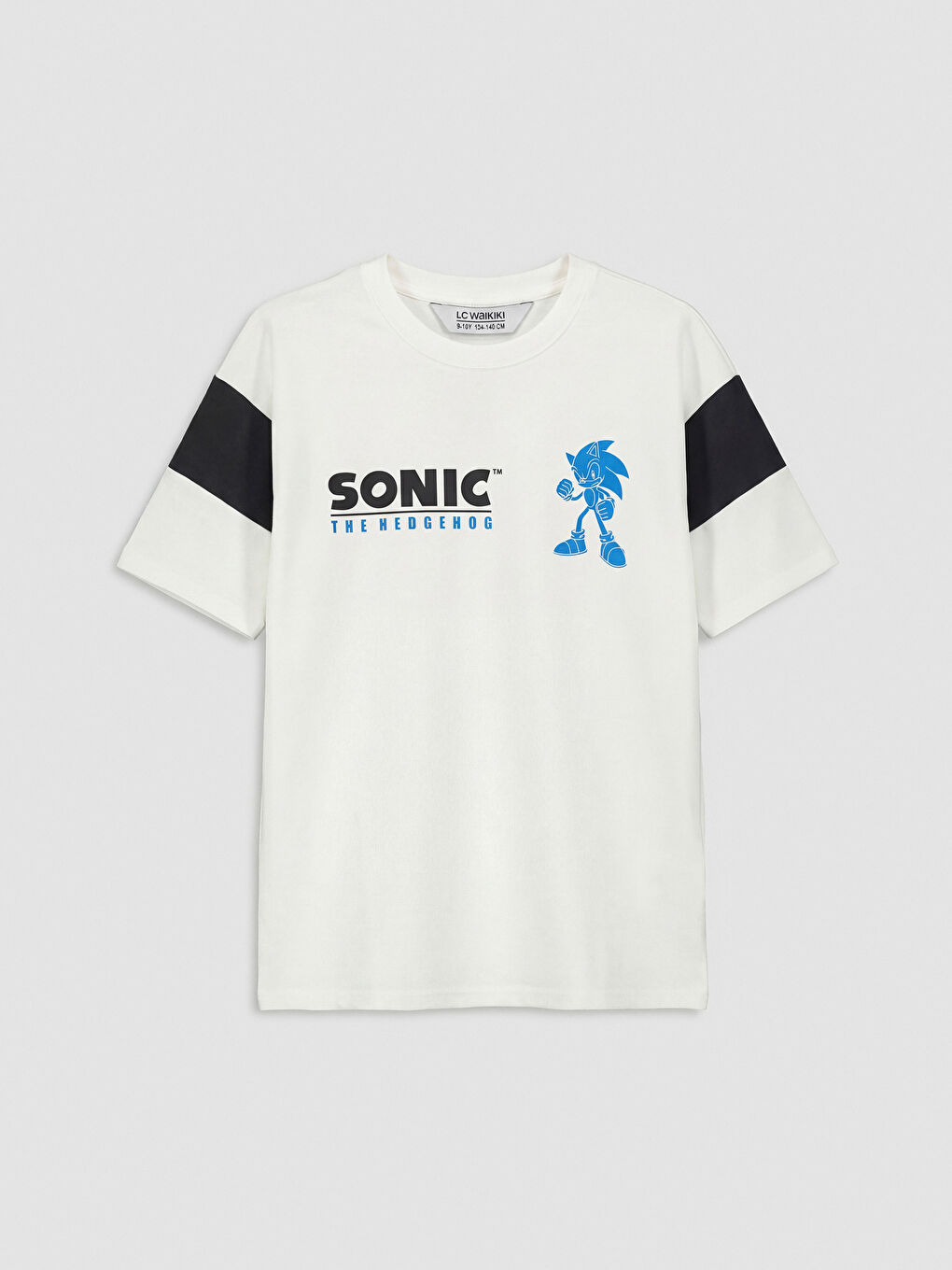 Ekru Bisiklet Yaka Sonic Baskılı Erkek Çocuk Tişört