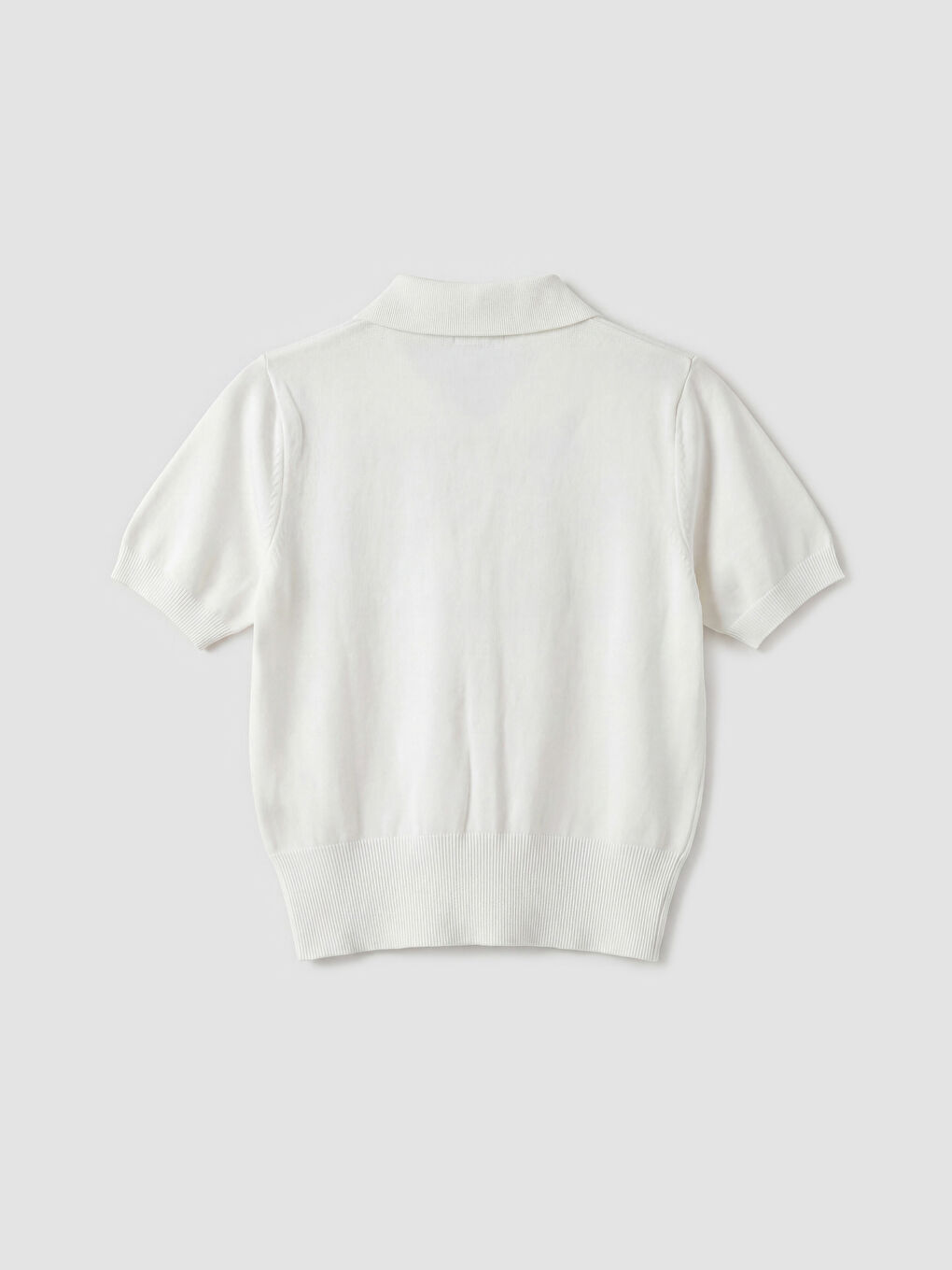 Ekru Polo Yaka Kadın Triko Hırka-1