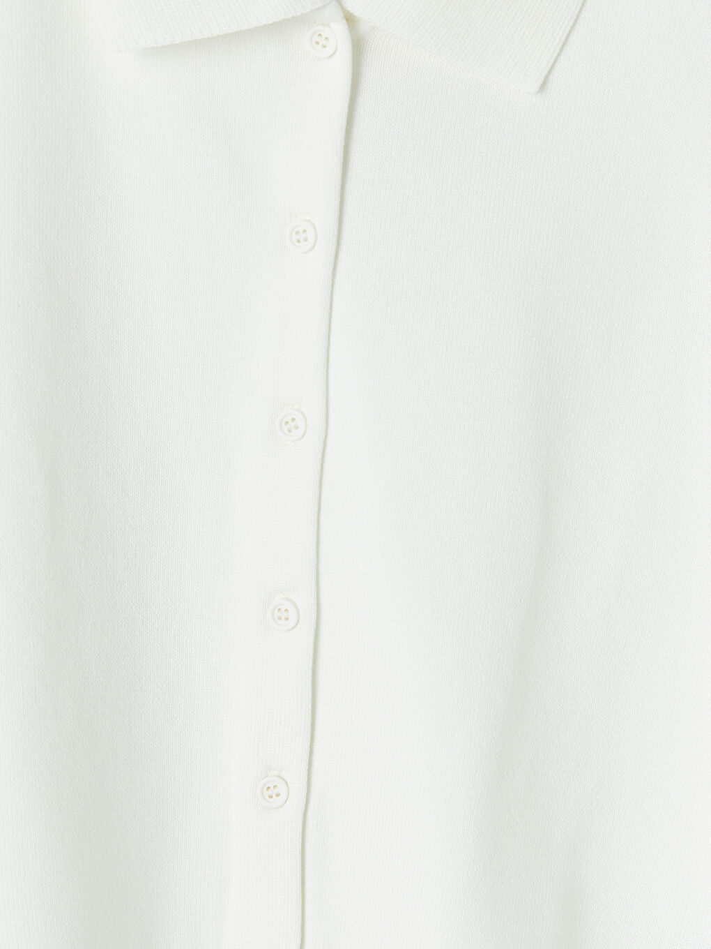 Ekru Polo Yaka Kadın Triko Hırka-2