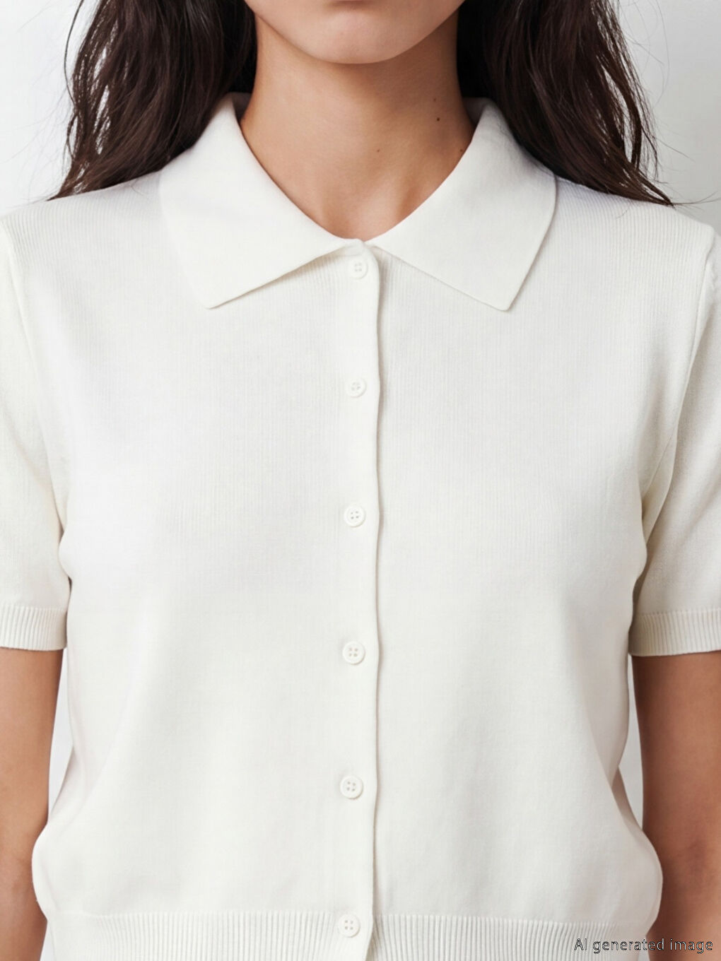 Strickjacke aus Strick mit Polokragen für Damen-2