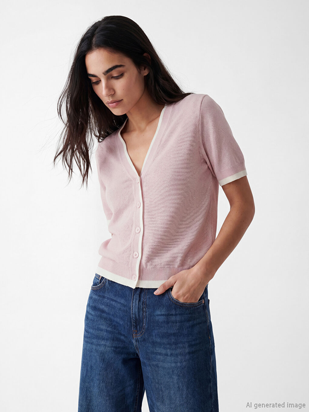 Cardigan en Tricot à Col en V pour Femme