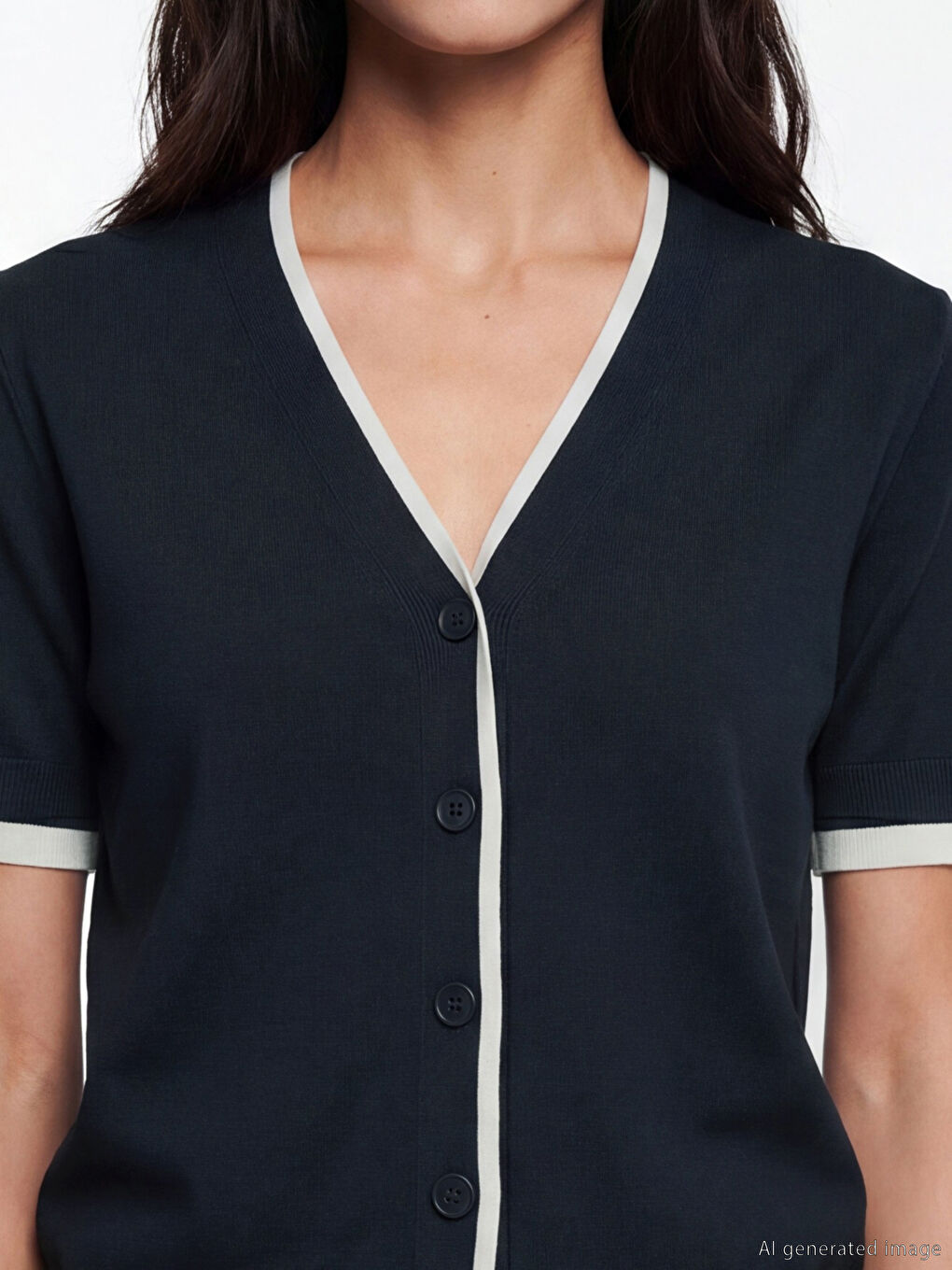 Cardigan en Tricot à Col en V pour Femme-2