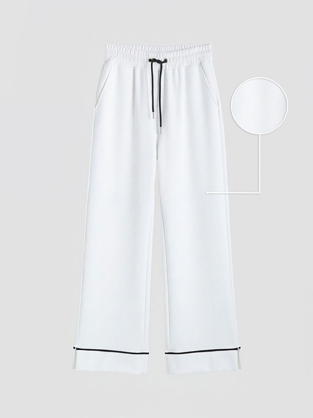 Beyaz Beli Lastikli Kadın Spor Eşofman Altı