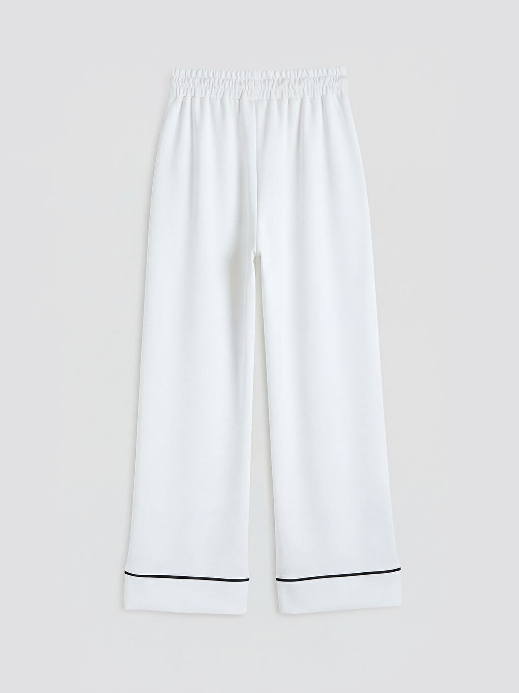 Beyaz Beli Lastikli Kadın Spor Eşofman Altı-1