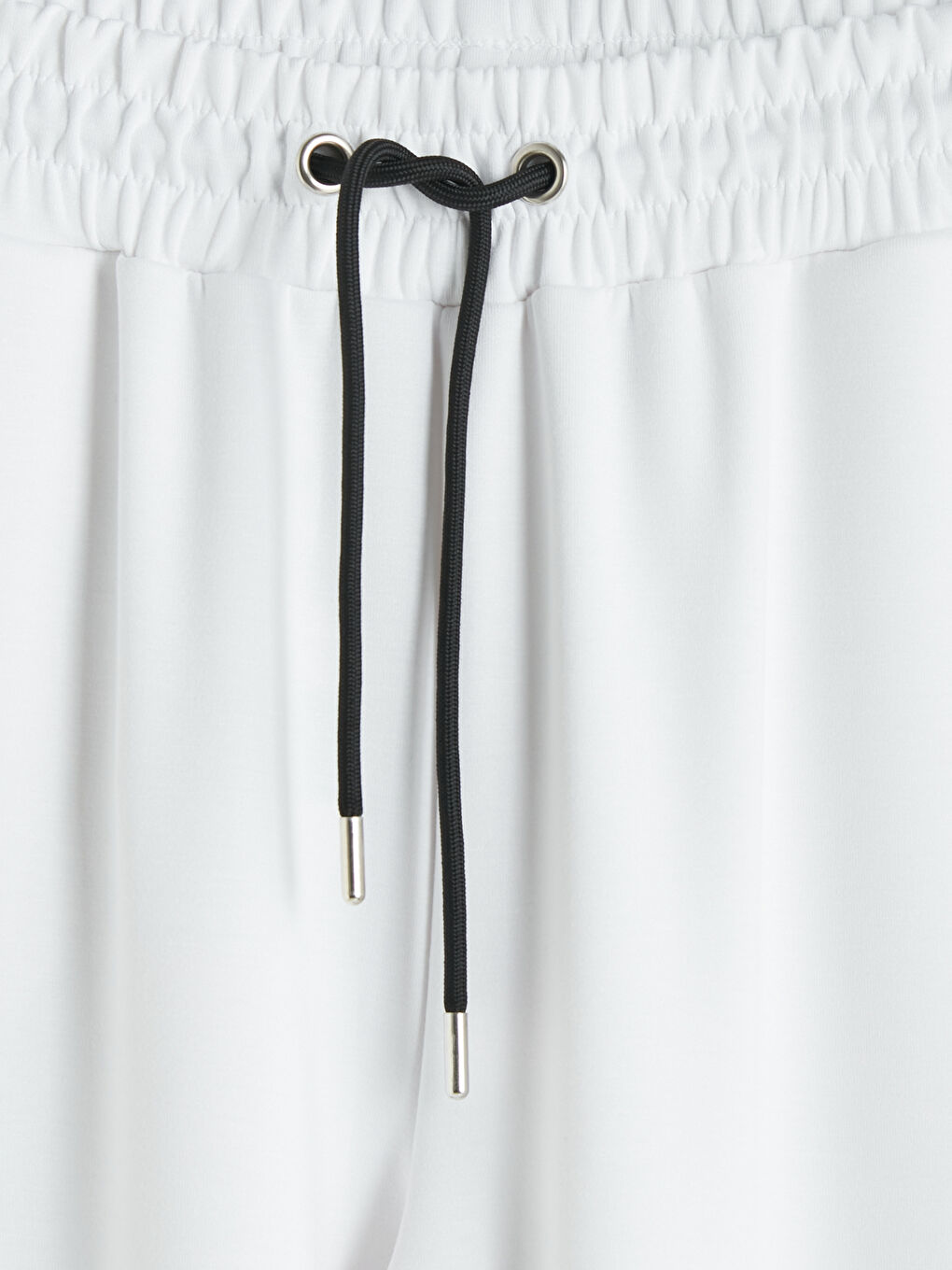 Beyaz Beli Lastikli Kadın Spor Eşofman Altı-2