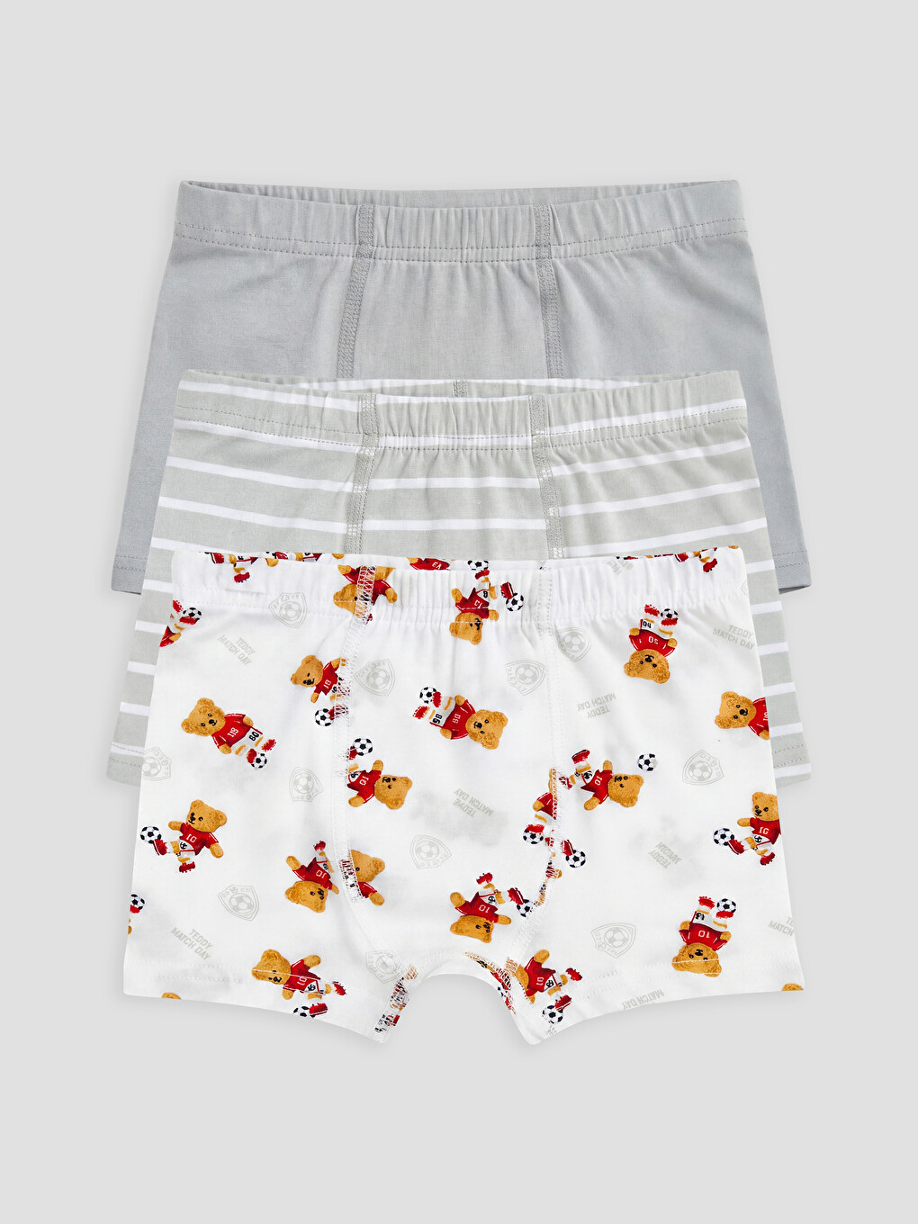 Beyaz Ayıcık Teddy Baskılı Erkek Çocuk Boxer 3'lü-4