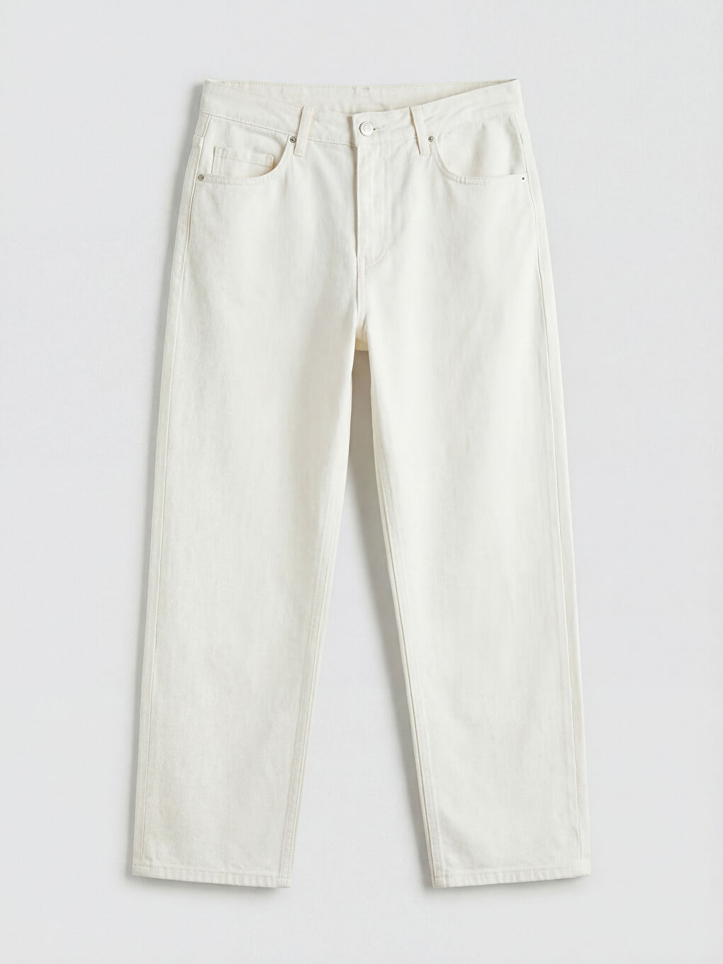 Beyaz Boyfriend Fit Kadın Jean Pantolon