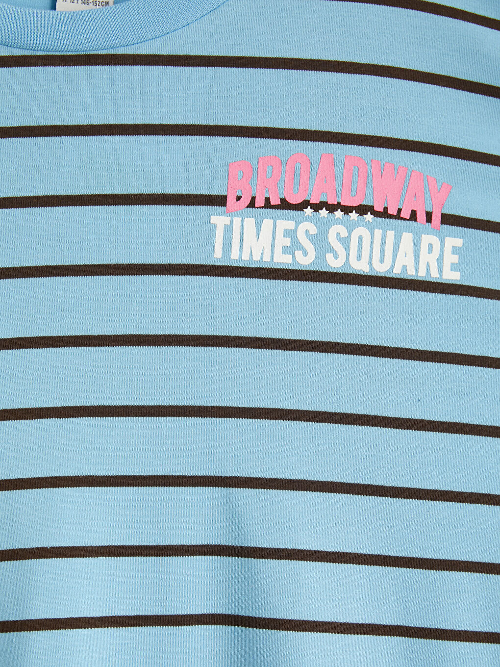 Mavi Bisiklet Yaka Çizgili Kız Çocuk Tişört-2