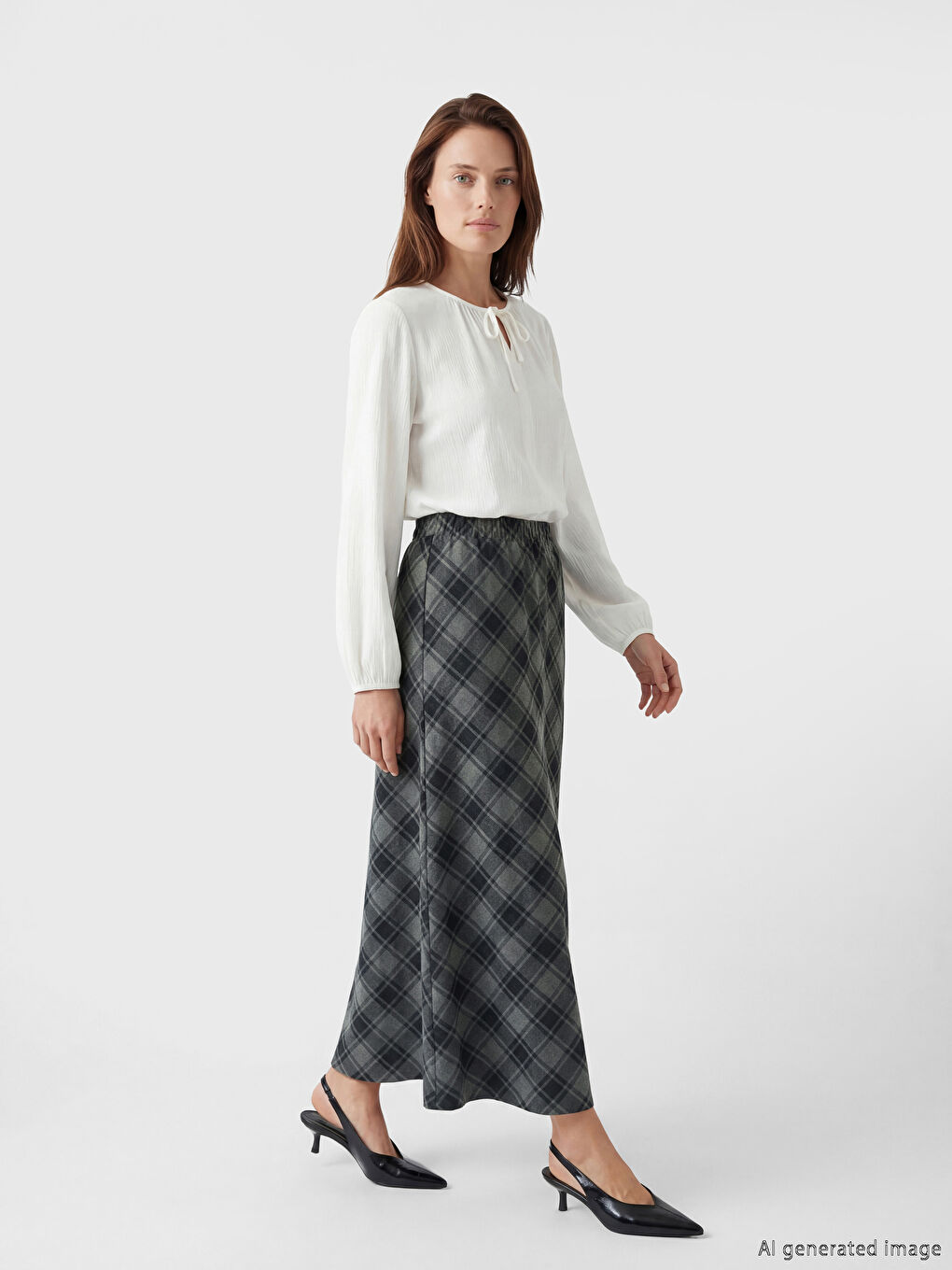 Antrasit Beli Lastikli Ekose Etek