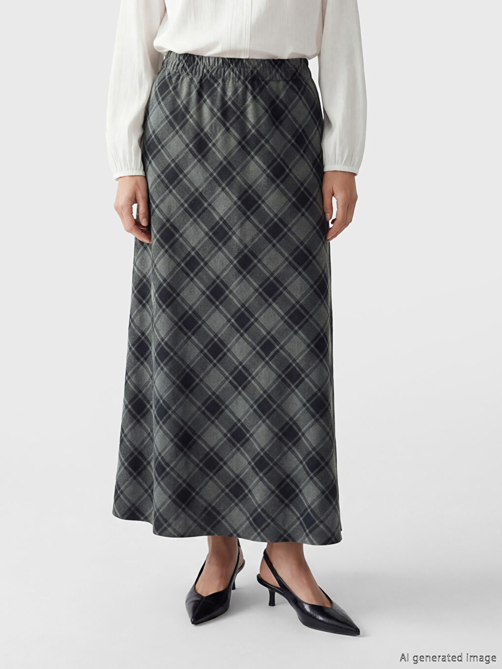 Antrasit Beli Lastikli Ekose Etek-1