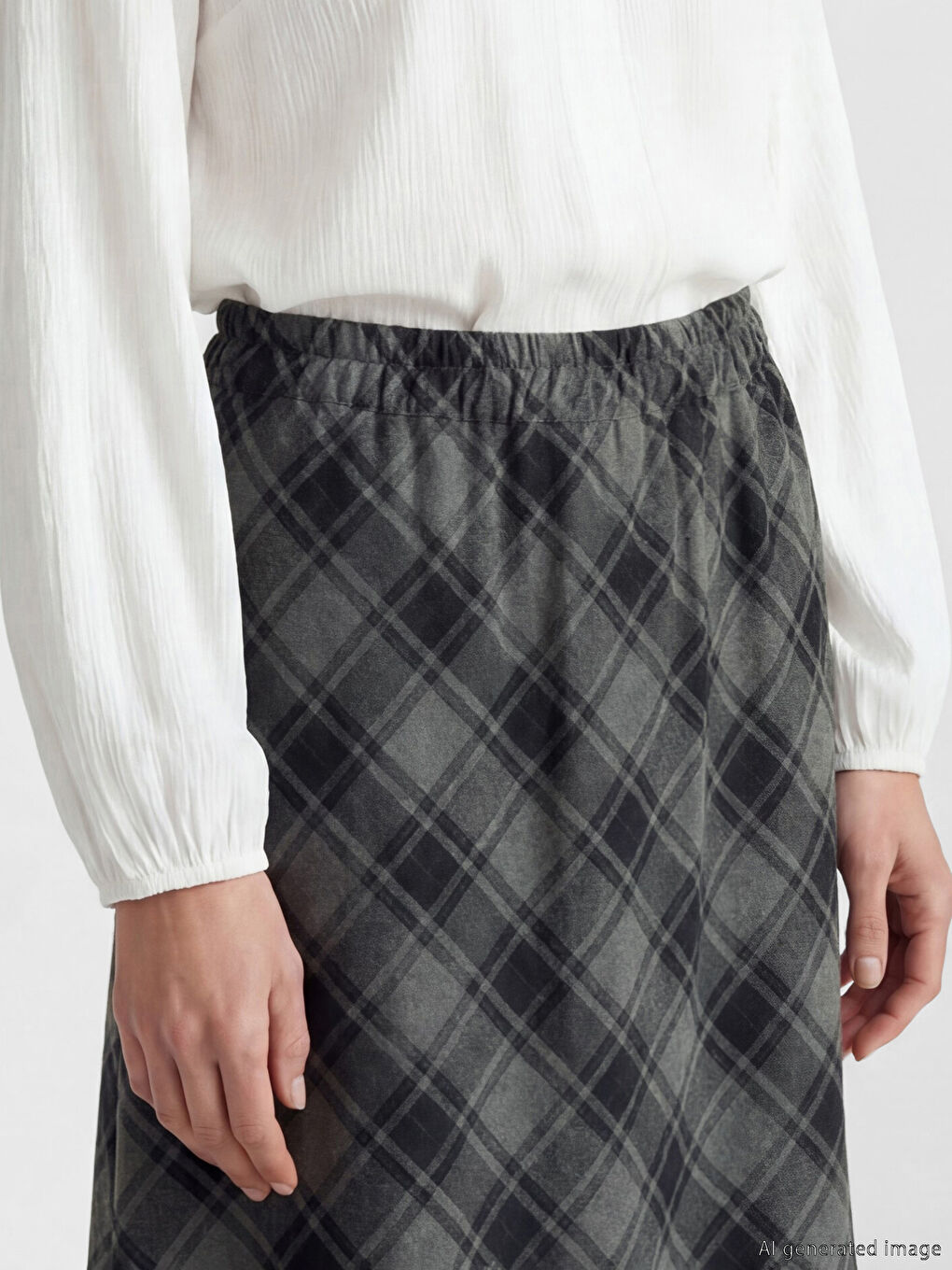 Antrasit Beli Lastikli Ekose Etek-2