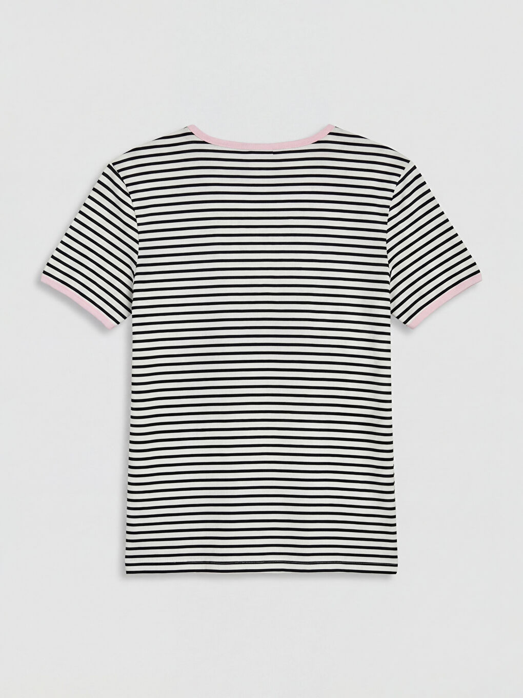 Beyaz Bisiklet Yaka Çizgili Kız Çocuk Tişört-1