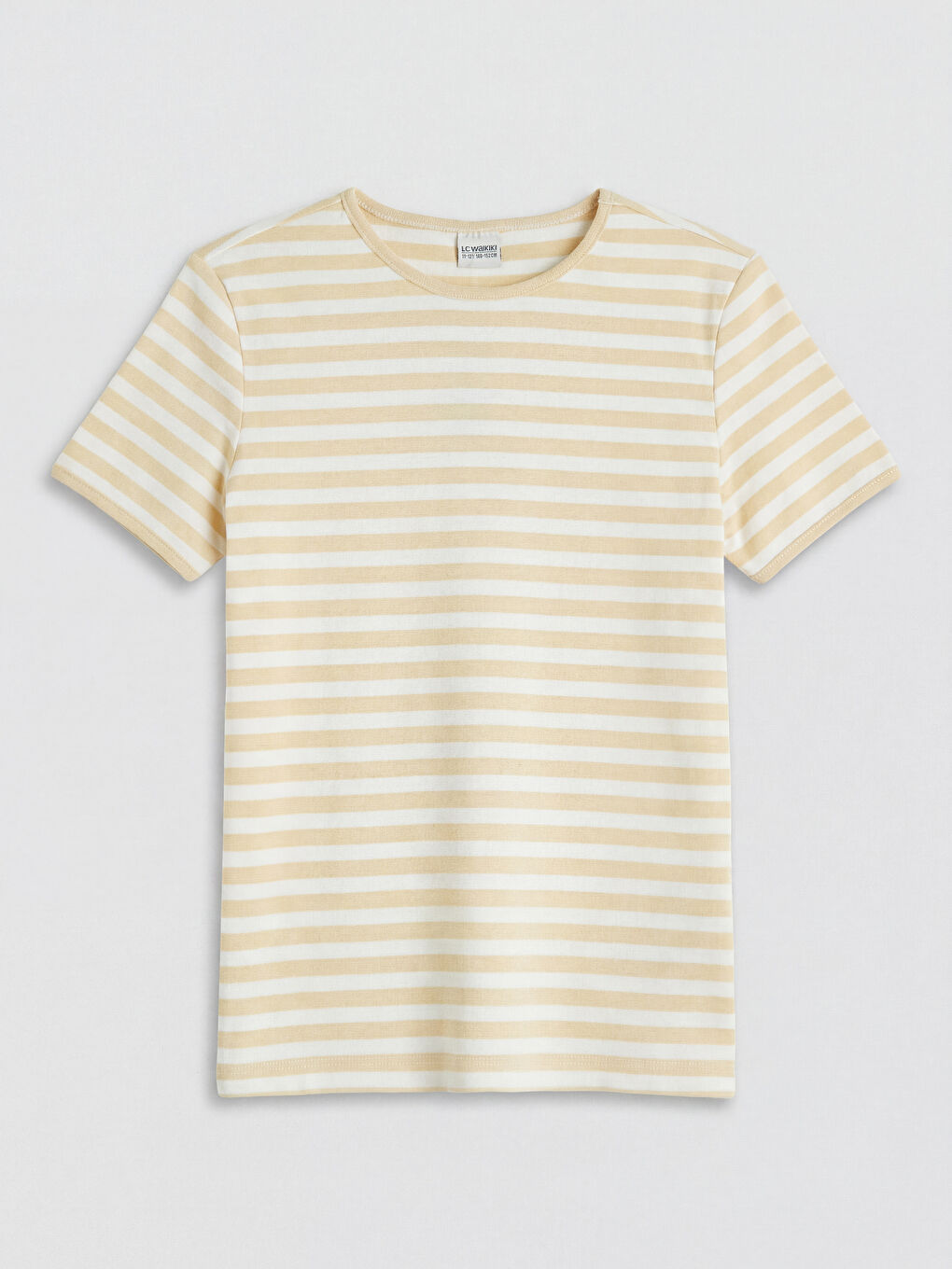 Sarı Bisiklet Yaka Çizgili Kız Çocuk Tişört