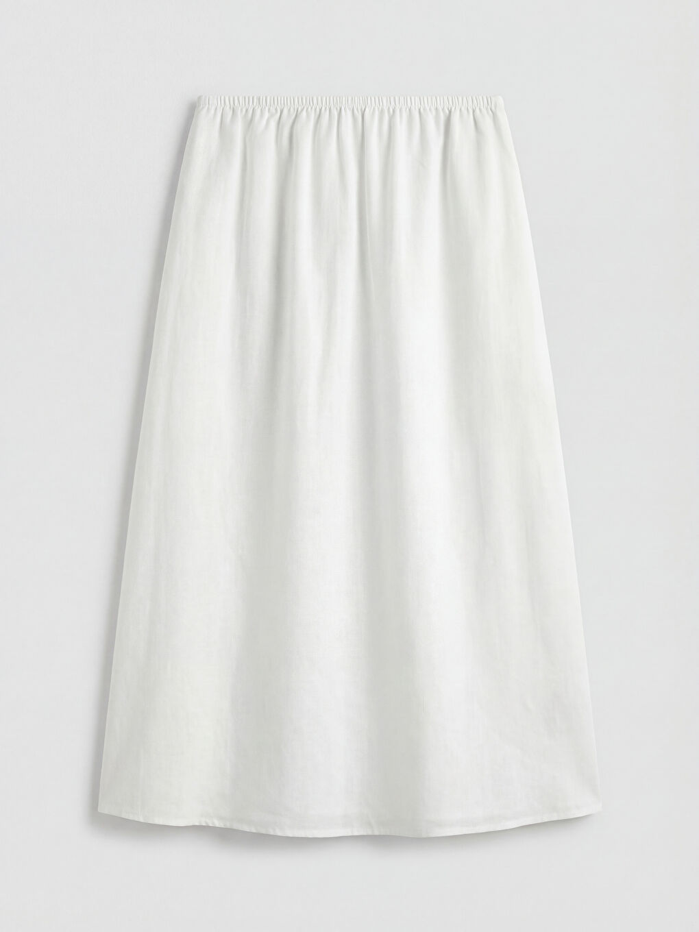 Beyaz Beli Lastikli Kloş Etek